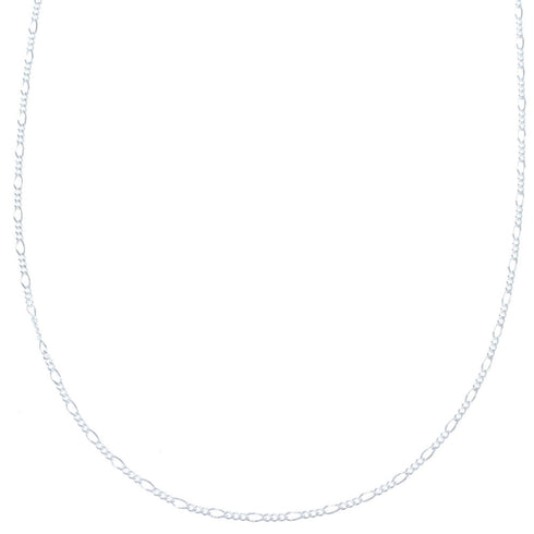 Genuine Sterling Silver Italian Figaro Chain 18" Necklace JX120899
